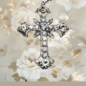 Silver Cross Pendant with Swarovski Crystals
